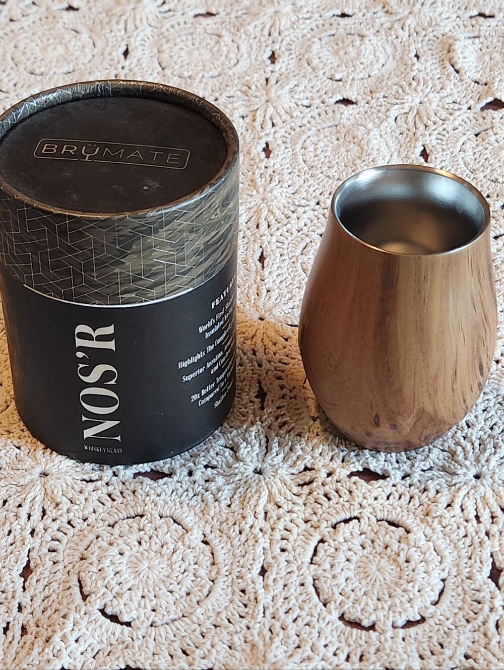 Brumate Wood Finish Stainless Steel Whiskey Nosing Tumbler